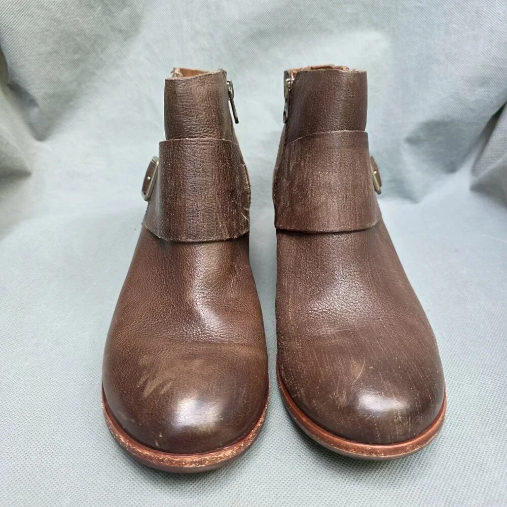 Kork-Ease Size 8M Brown Ankle Boots Size Zip Buckle Shoes Leather Western - Picture 3 of 11